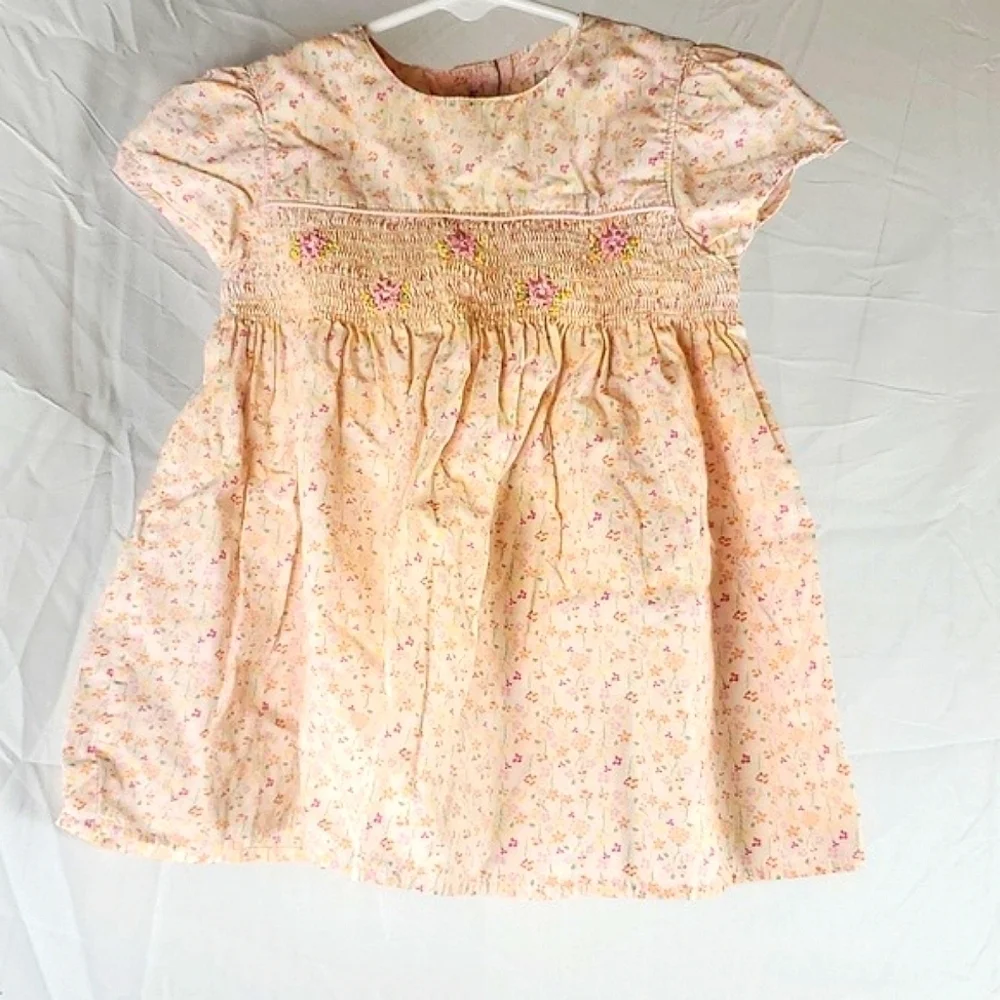 Vintage George‎ Pink Smocked Floral Cottagecore Dress